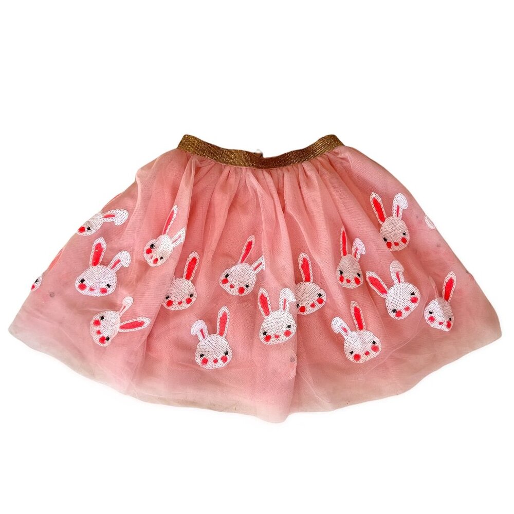 Lola + The Boys Pink Bunny Embroidered Tulle Skirt
